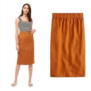 J crew midi burnt orange linen skirt size s